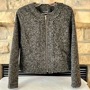 Banana Republic Textured Zipper Jacket - Charcoal/Black - Size 6